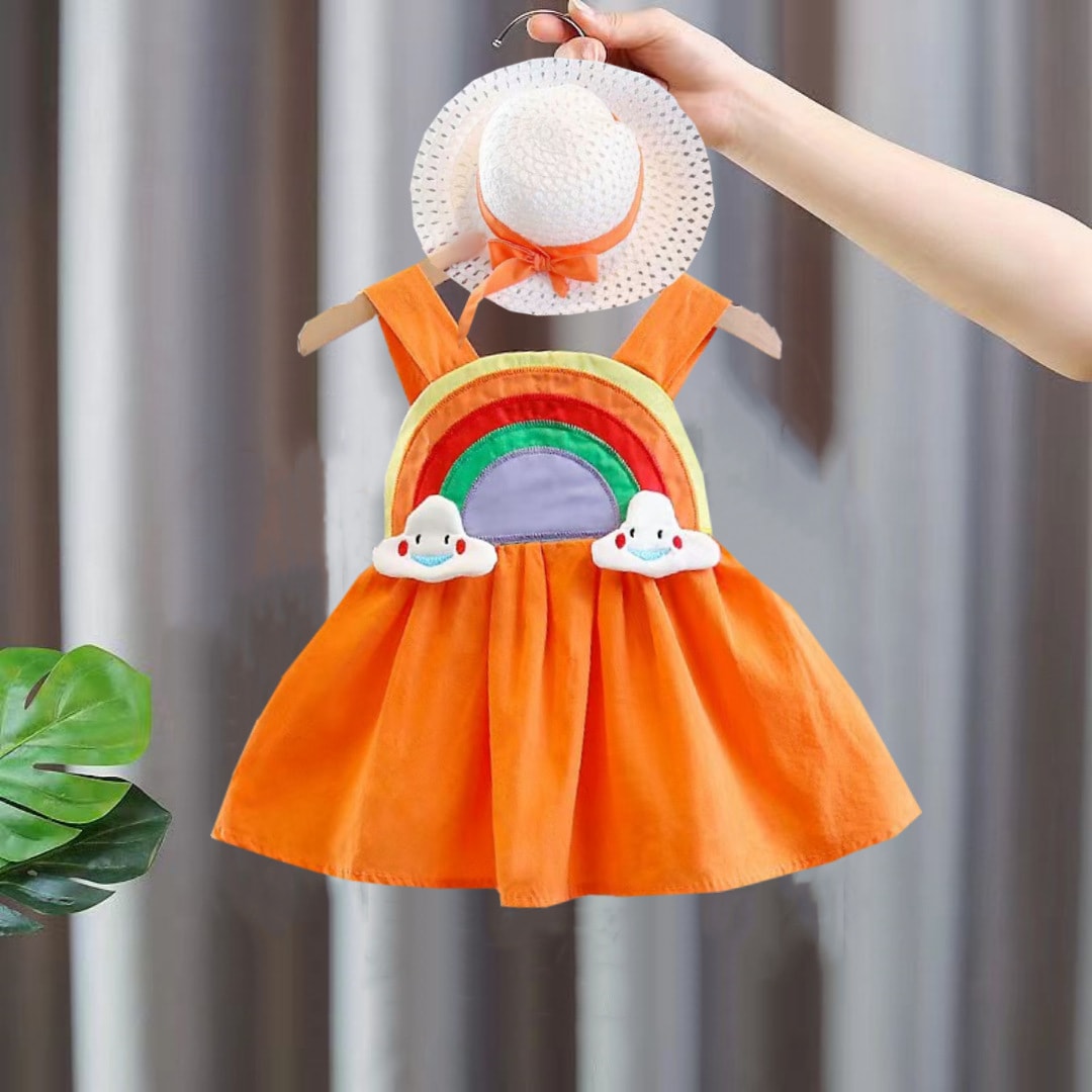 Girls' Rainbow Suspender Strap Hat Dress