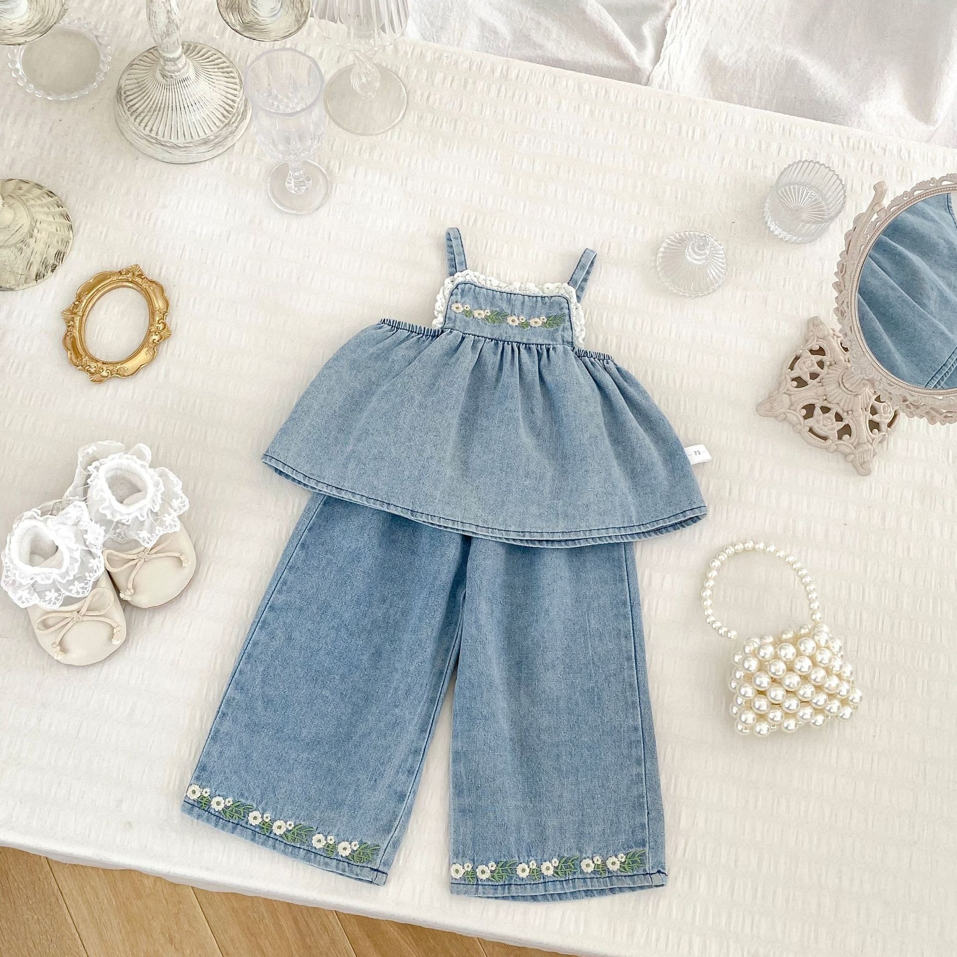 Baby Girl Premium Denim Summer Outfit Set